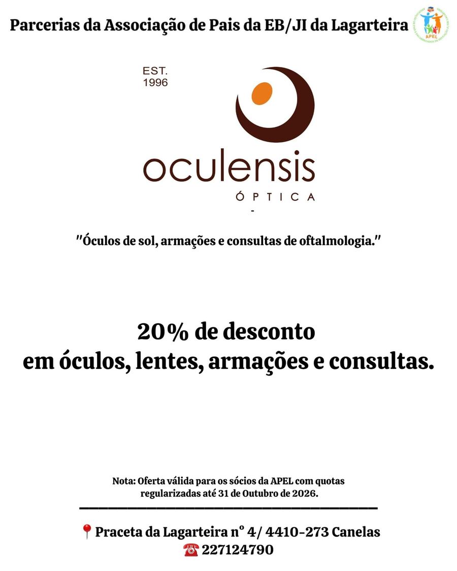 Cartaz da parceria Oculensis Óptica