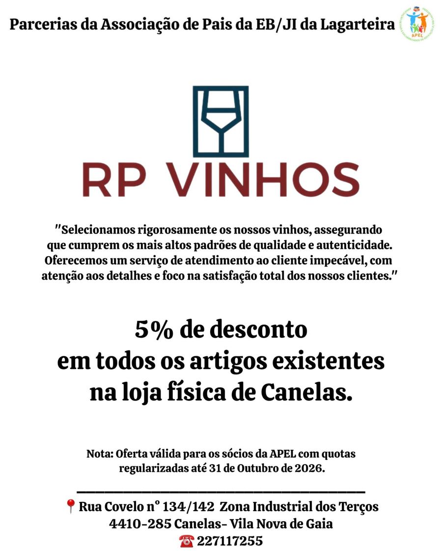 Cartaz da parceria RP Vinhos