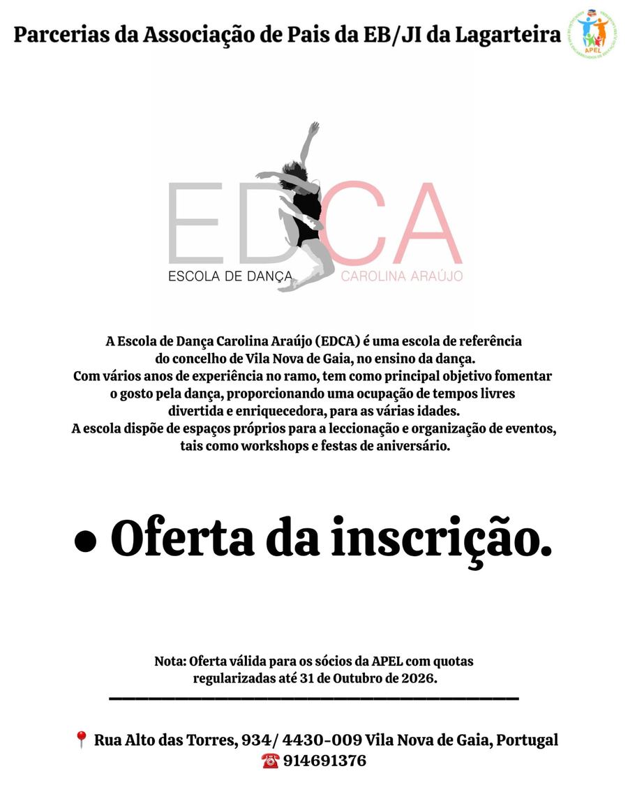 Cartaz da parceria Escola de Dança Carolina Araújo
